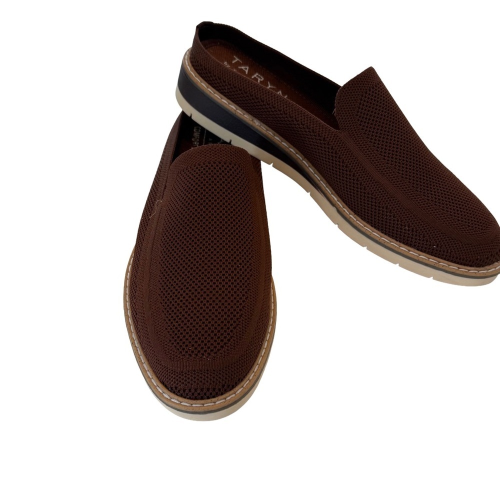 Taryn Rose Shoes Wm 7.5 Laley Brown Knit Slip On Loafer Comfort Wedge - Picture 2 of 10